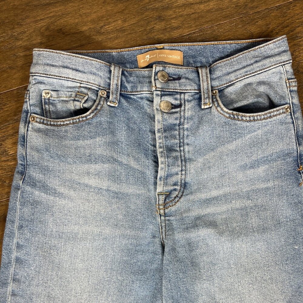7 FOR ALL MANKIND Luxe Vintage High Rise Button Fly Jeans  Sz 27 EUC - Picture 3 of 8
